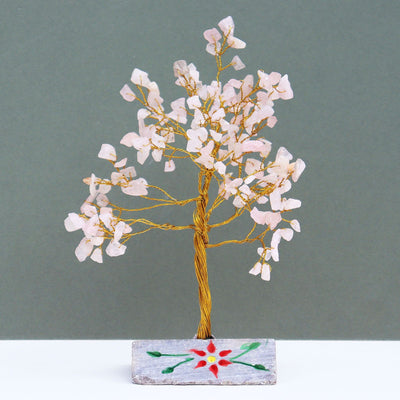 Árbol de Cuarzo Rosa con 160 Piedras  