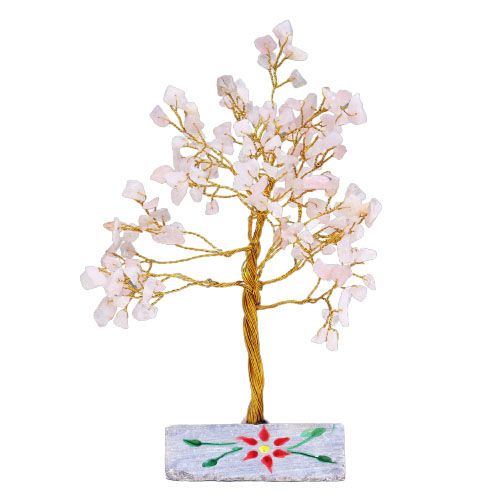 Árbol de Cuarzo Rosa con 160 Piedras  
