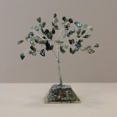 Lucky Tree with Orgonite Base with 80 Moss Agate Stones