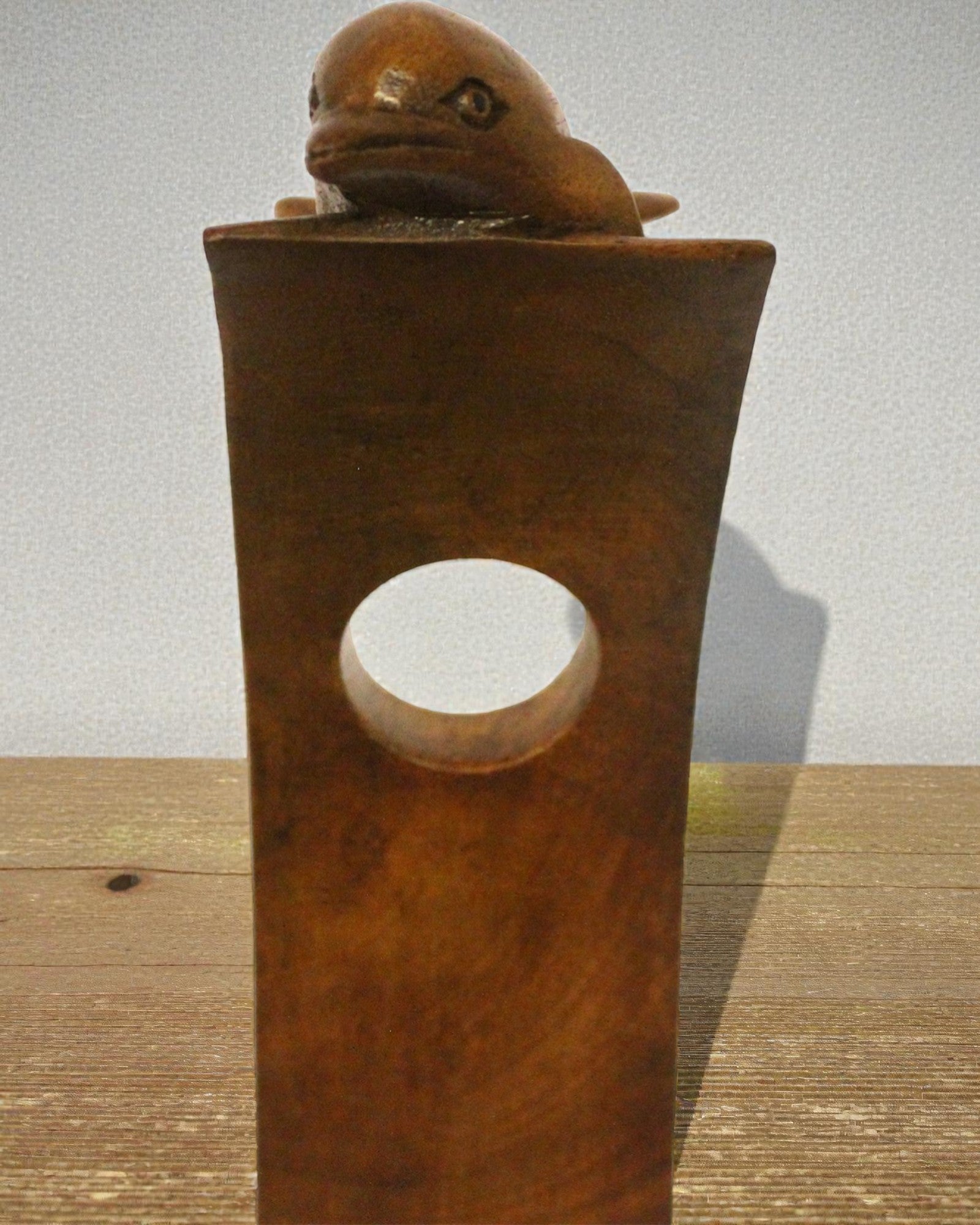 Dolphin Balance – Carved Suar Wood Wine Holder