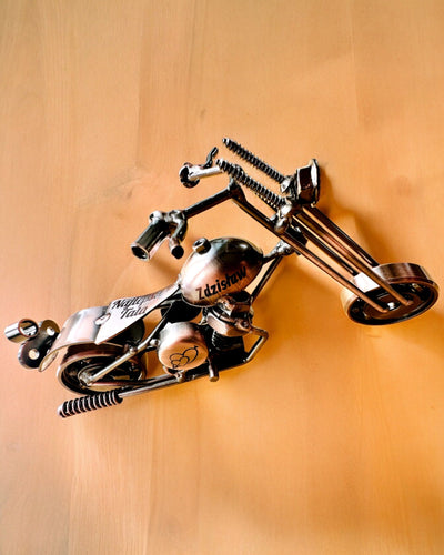 Handmade Iron Motorcycle Model, Chopper, Customization, Engraving for Gift