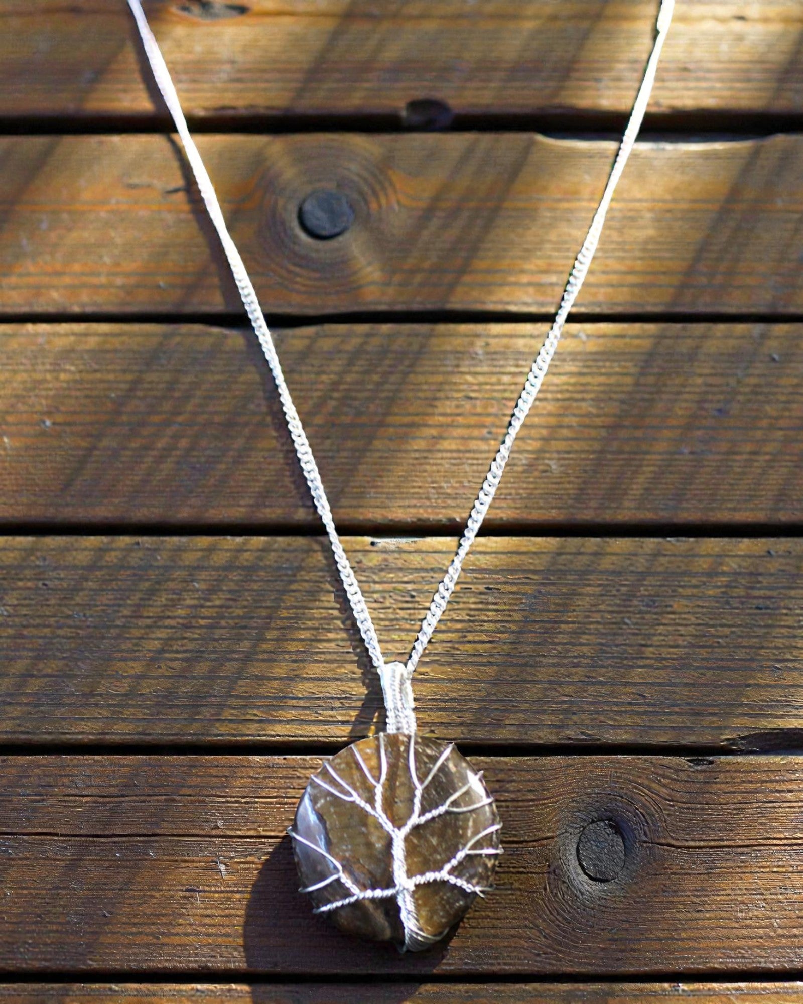 Tree of Life Gemstone Necklace - Tiger’s Eye