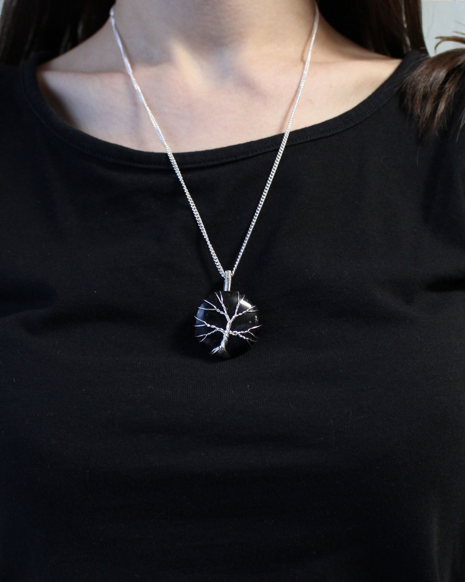 Tree of Life Gem Necklace - Black Onyx