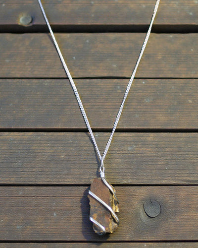 Cascade Wrapped Gemstone Necklace - Raw Tiger’s Eye