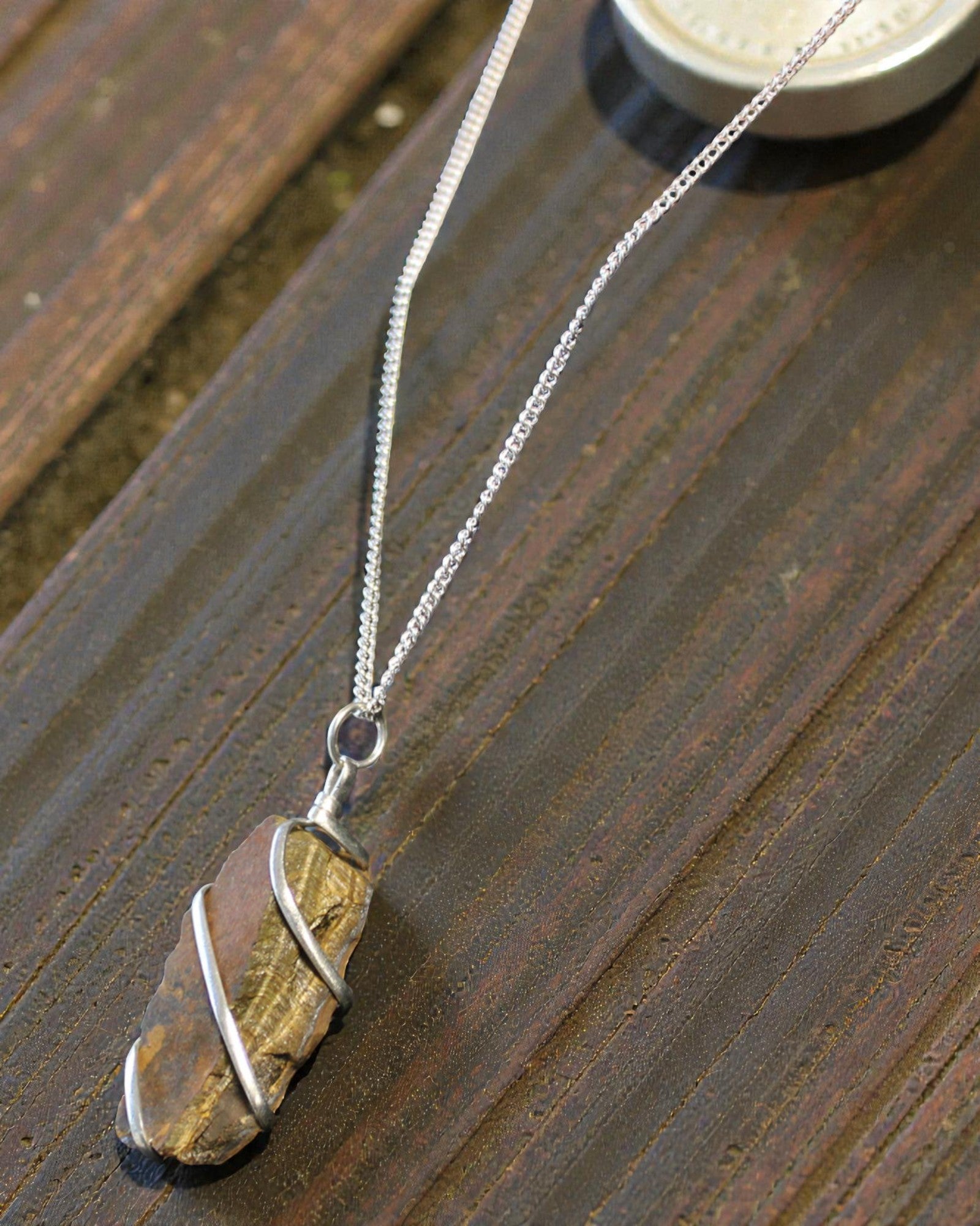 Cascade Wrapped Gemstone Necklace - Raw Tiger’s Eye