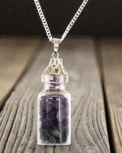 Bottled Gemstone Necklace - Amethyst