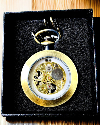 Retro Pocket Watch – Mechanical, Chopped Gold Color, Waterproof, personalization with engraving