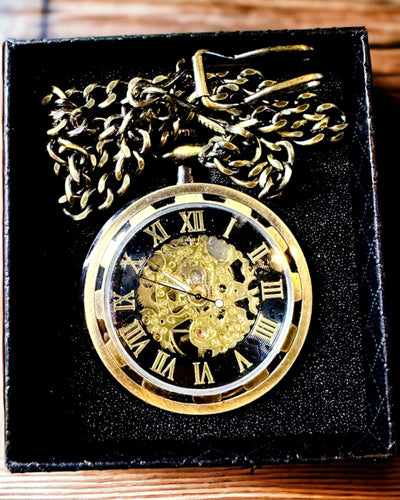 Retro Pocket Watch – Mechanical, Chopped Gold Color, Waterproof, personalization with engraving