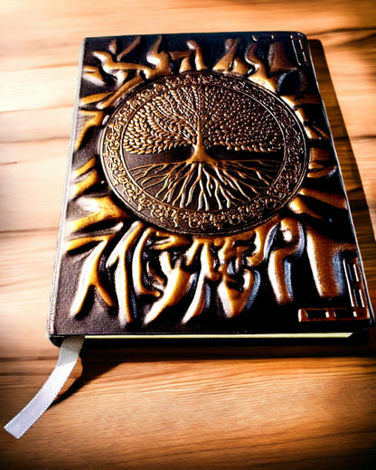 Vintage Diary "Tree of Life" A6 - Elegant Embossed Faux Leather Cover, 100 Pages