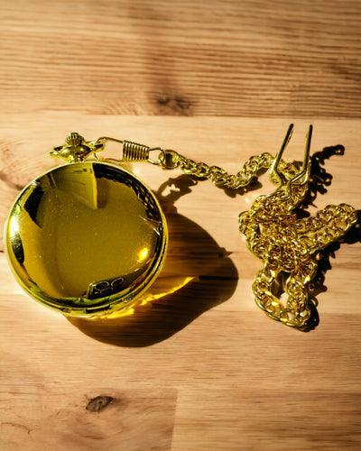 Reloj de Bolsillo Mecánico Clásico con Doble Tapa, Manual, Color Dorado, con grabado