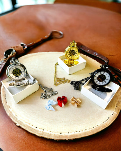 Klasické Kapesní Mechanické Hodinky s Dvojitým Krytem, Ruční, Zlatá Barva, s Gravírováním