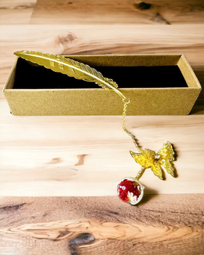 Креативна металева закладка для книги Ретро Закладка Вінтаж - Перо і Метелик у Бароковому стилі