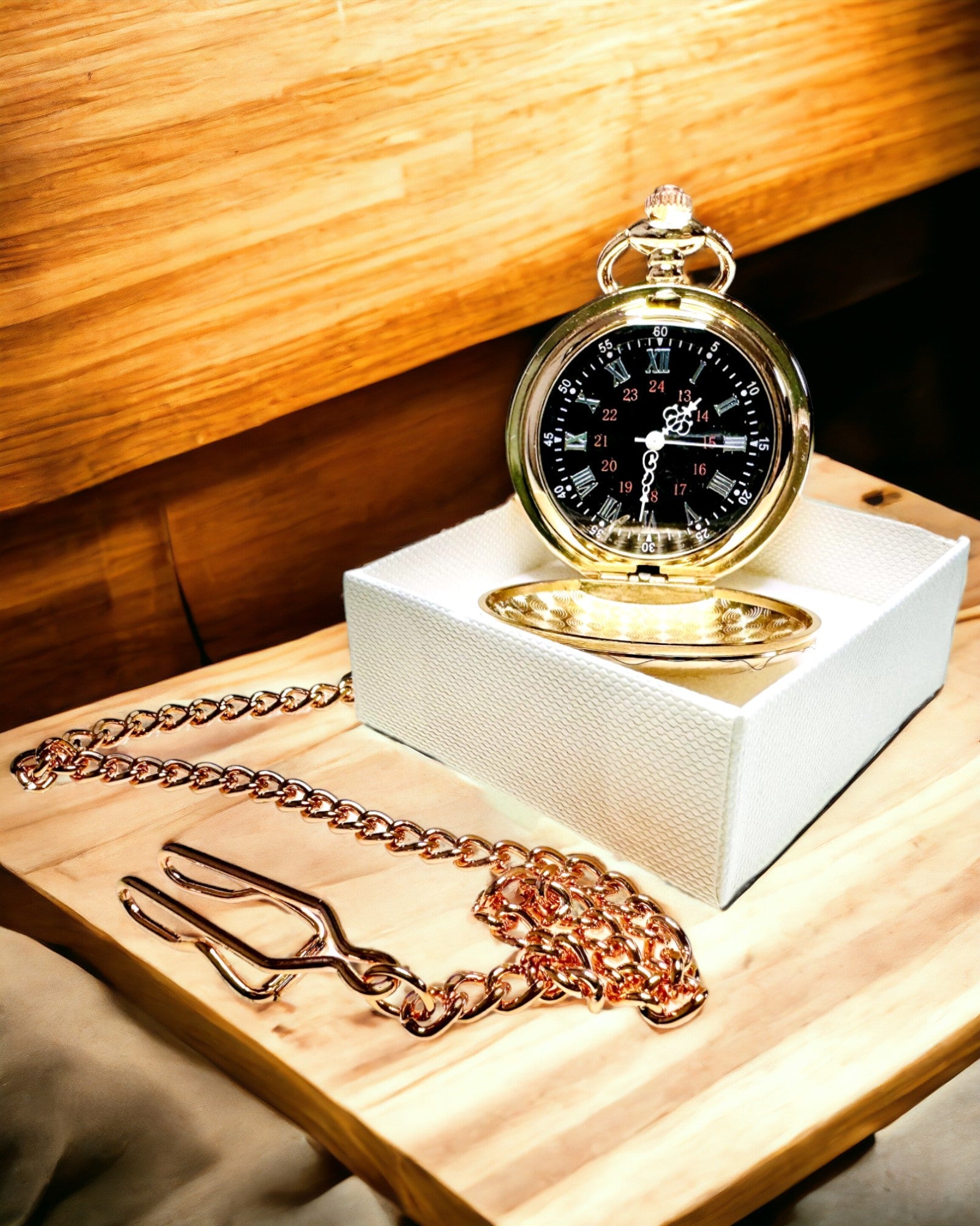 Ceas de buzunar în stil clasic – Aur roz, eleganță vintage