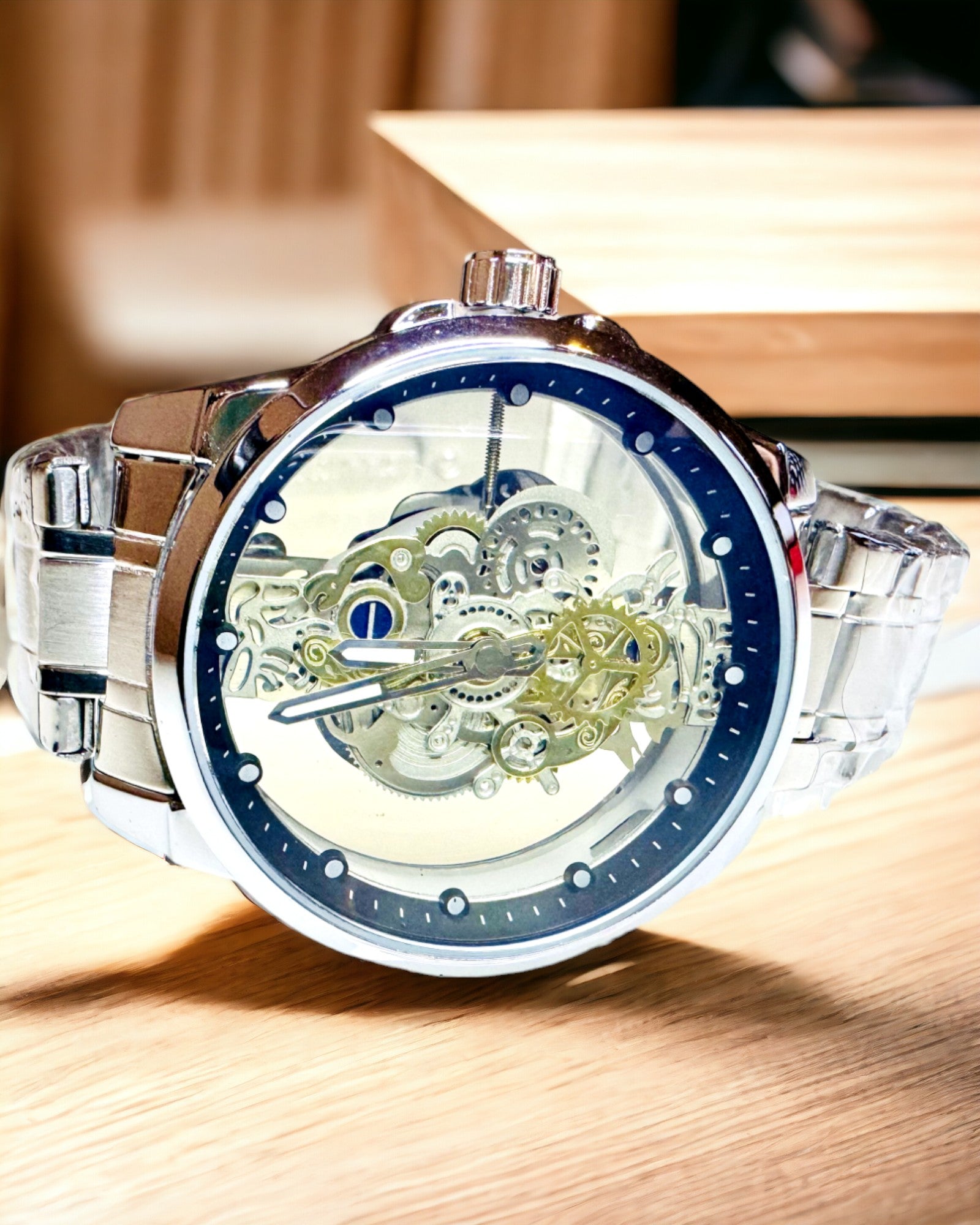 Ceas Bărbătesc Elegant cu Mecanism cu Cuarț - Mecanism Transparent și Eleganță Sportivă