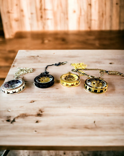 Retro Pocket Watch – Mechanical, Chopped Gold Color, Waterproof, personalization with engraving
