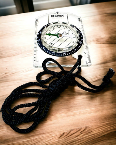 Tourist Compass "Adventurer's Guide" - Transparent, Mini Acrylic with Hanging Cord and Map Scale, with Engraving