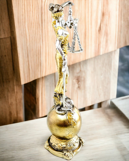 Statueta Zeița Justiției – Decorațiune Artistică pentru Raft, Meșteșug din Rășină, personalizare cu gravură