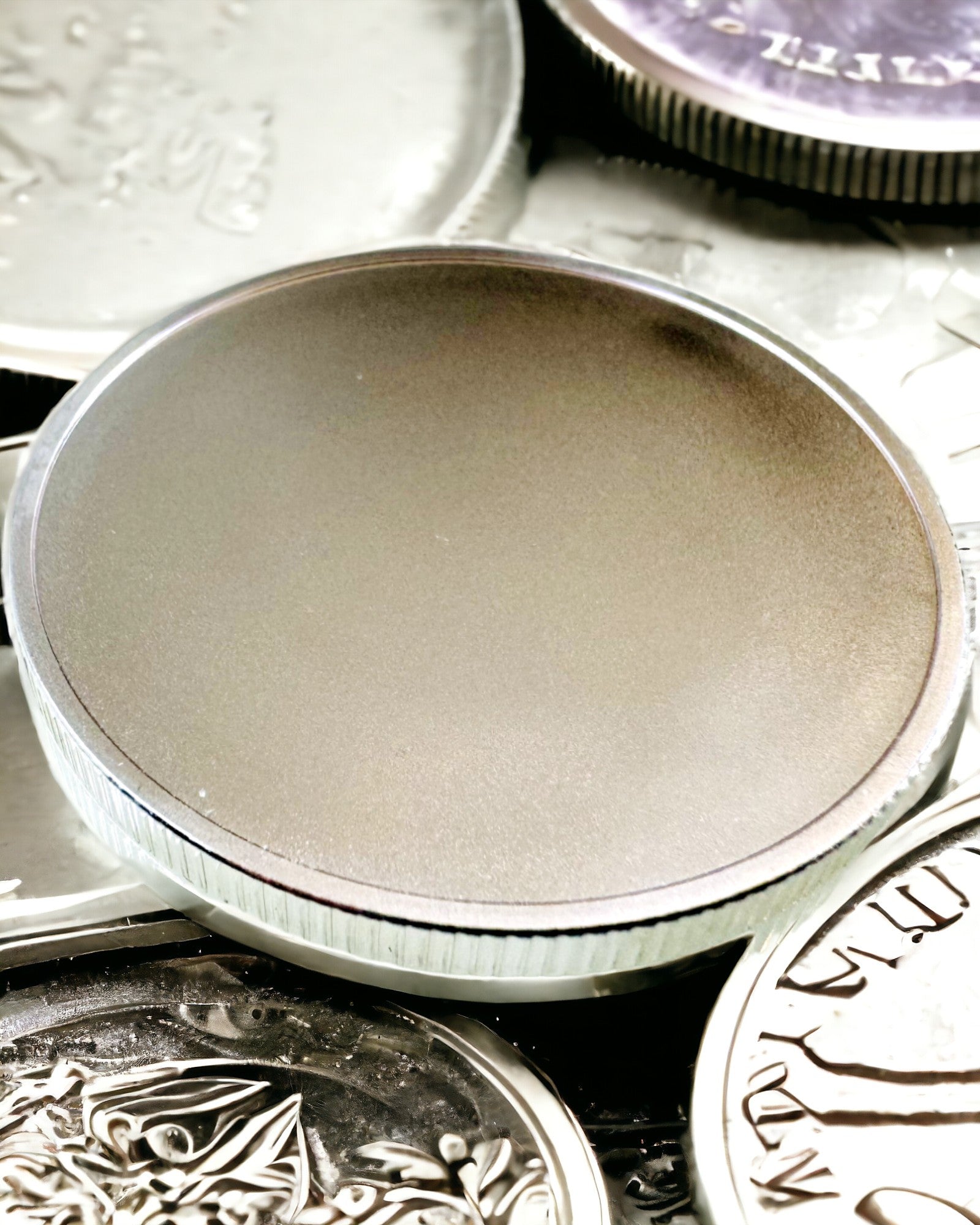 Moeda de Desafio em Branco com Possibilidade de Personalização por Gravação – Colecionável, 40mm, três modelos
