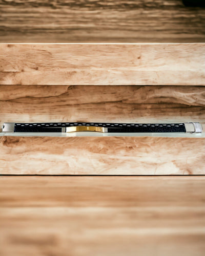 PU Leather and Stainless Steel Sports Bracelet with Engraving Option – 3 Colors