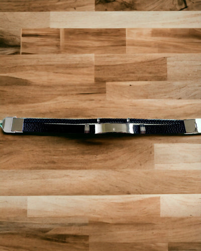 Pánský náramek z PU kůže a nerezové oceli s možností gravírování – dostupný ve dvou barevných variantách