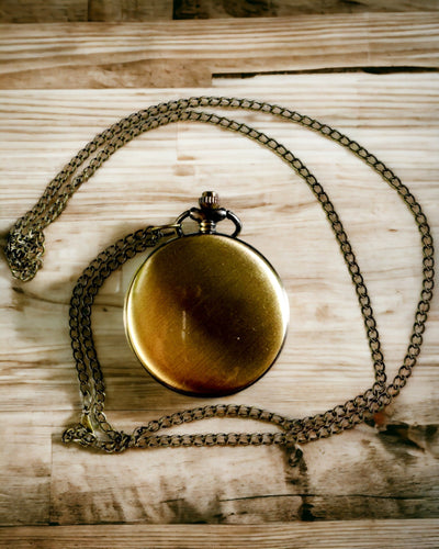Vintage-style pocket watch with personalization option - brushed gold