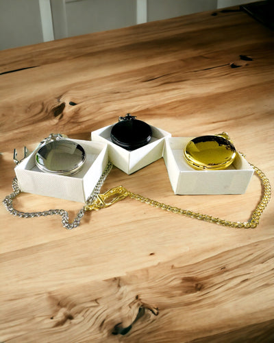 Ceas de buzunar negru „Eleganța Timpului” cu opțiune de personalizare