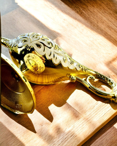 Magic Aladdin Lamp with Engraving Option - White Variant, interwoven with gold