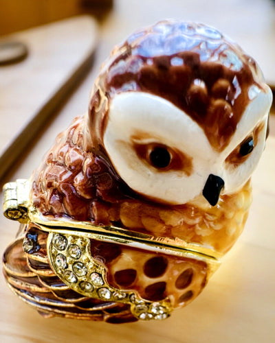 Чарівна Совка з Кристалами - Схованка для Прикрас з можливістю персоналізації гравіюванням, подарунок