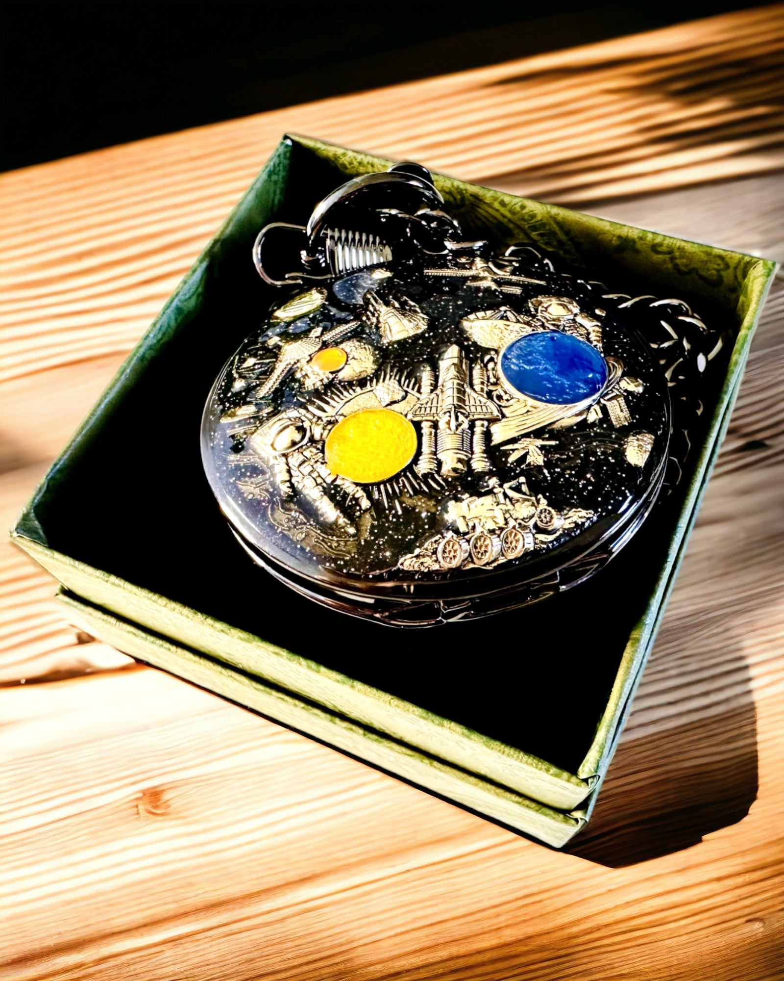 Pocket watch "Astrum Temporis" - Silver frame. Customizable with engraving.