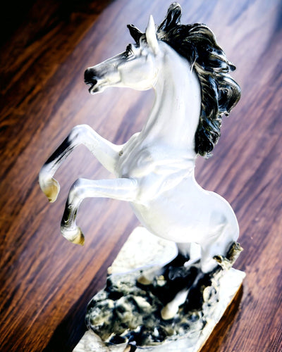 "Elegant Jumper" - White Horse Figurine with Engraving Option