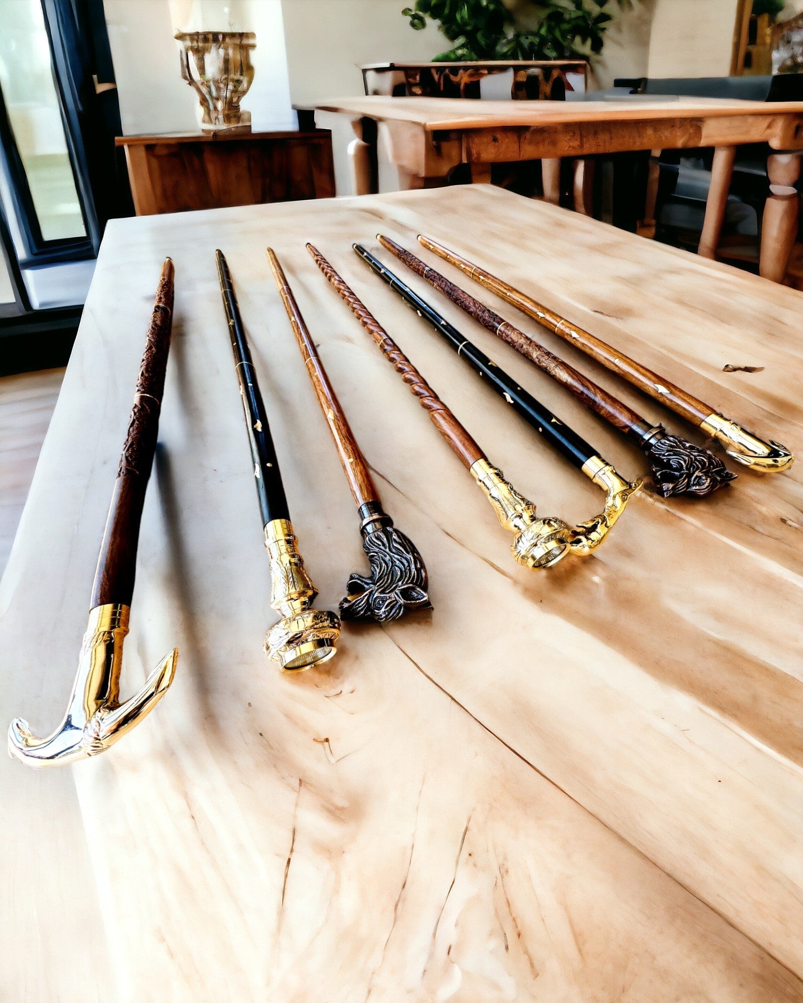 Kompasso Black - Walking Cane - Hand-Carved Wooden - Exclusive Edition with Engraving Option