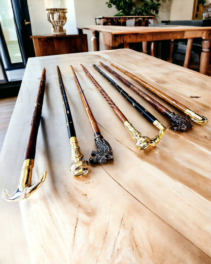Kompasso Black - Walking Cane - Hand-Carved Wooden - Exclusive Edition with Engraving Option