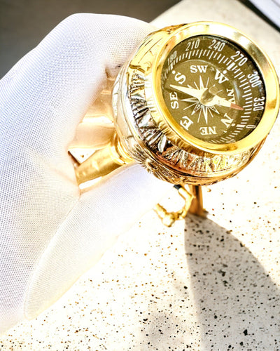 Kompasso Black - Walking Cane - Hand-Carved Wooden - Exclusive Edition with Engraving Option