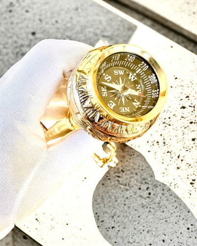 Kompasso Brown - Палиця для прогулянок - Дерев'яна Ручної Різьби - Ексклюзивне Видання з Можливістю Гравіювання