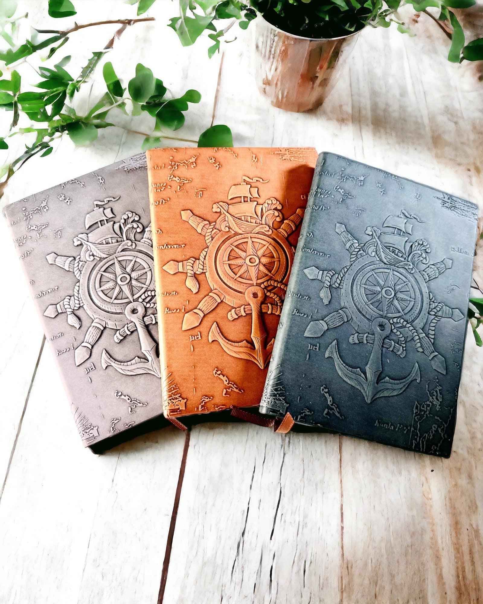 Sailing-themed "Nautica" notebooks with engraving personalization option, as a gift