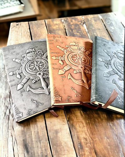 „Nautica” jūrinio stiliaus užrašų knygelės su graviravimo personalizavimo galimybe, dovanai