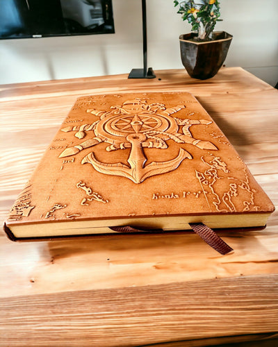 „Nautica” jūrinio stiliaus užrašų knygelės su graviravimo personalizavimo galimybe, dovanai