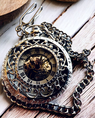 Silver pocket watch "Vintage Elegance" with personalization option by engraving