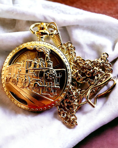 Pocket Watch "Imperial Train", customizable with engraving, gold color