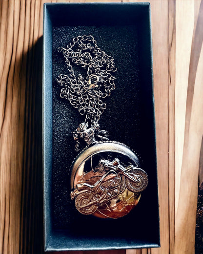 Ceas de Buzunar Elegant Pasiune pentru Motociclete, posibilitate de personalizare cu gravură
