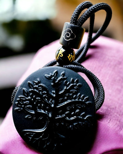Obsidian "Tree of Life" Necklace - personalization with engraving