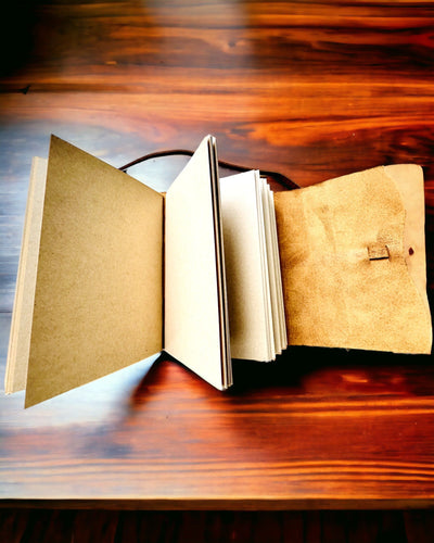 Premium piezīmju grāmatiņa "RetroNotes" – Eleganta piezīmju grāmatiņa no īstas ādas - 200 lapas, 120g, piezīmju grāmatiņa, skiču grāmata, brūna krāsa, personalizācija ar gravējumu