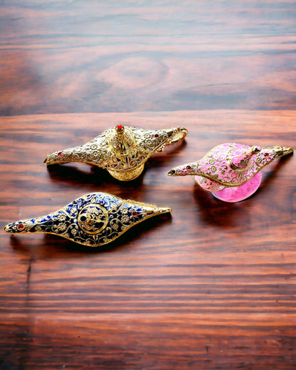 Magic Aladdin Lamp with Engraving Option - Pink Variant, interwoven with gold