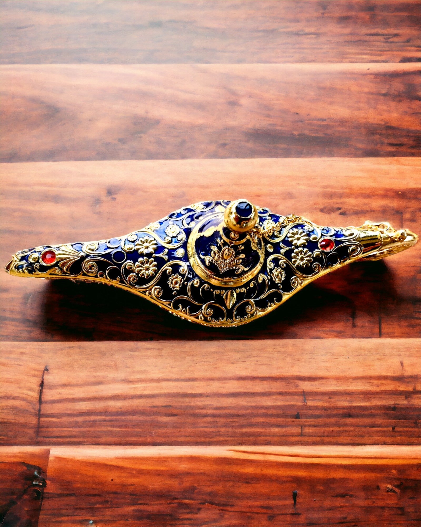 Magic Aladdin Lamp with Engraving Option - Dark Navy Variant, interwoven with gold