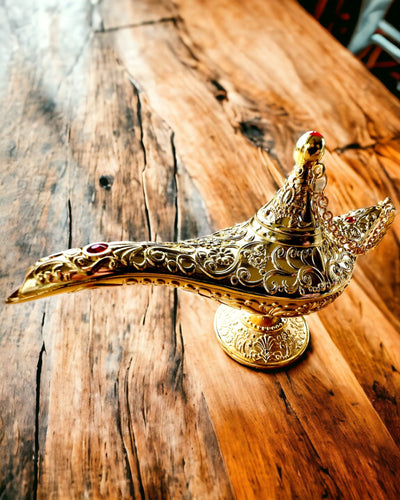 Magic Aladdin Lamp with Engraving Option - Classic Gold Variant, interwoven