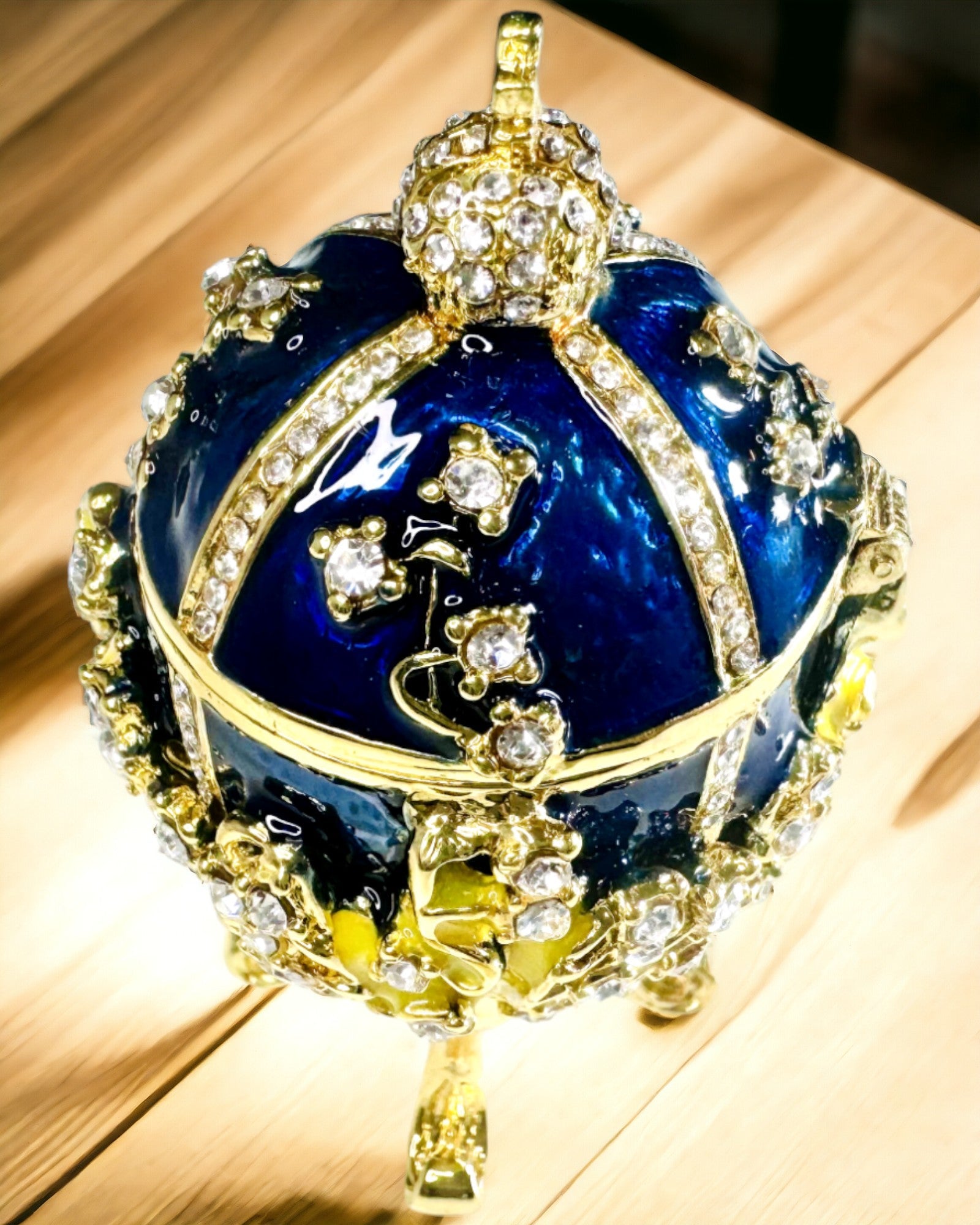 Caixa de Joias 'Ovo Imperial' Fabergé – Estilo Vintage, Recipiente Decorativo para Acessórios