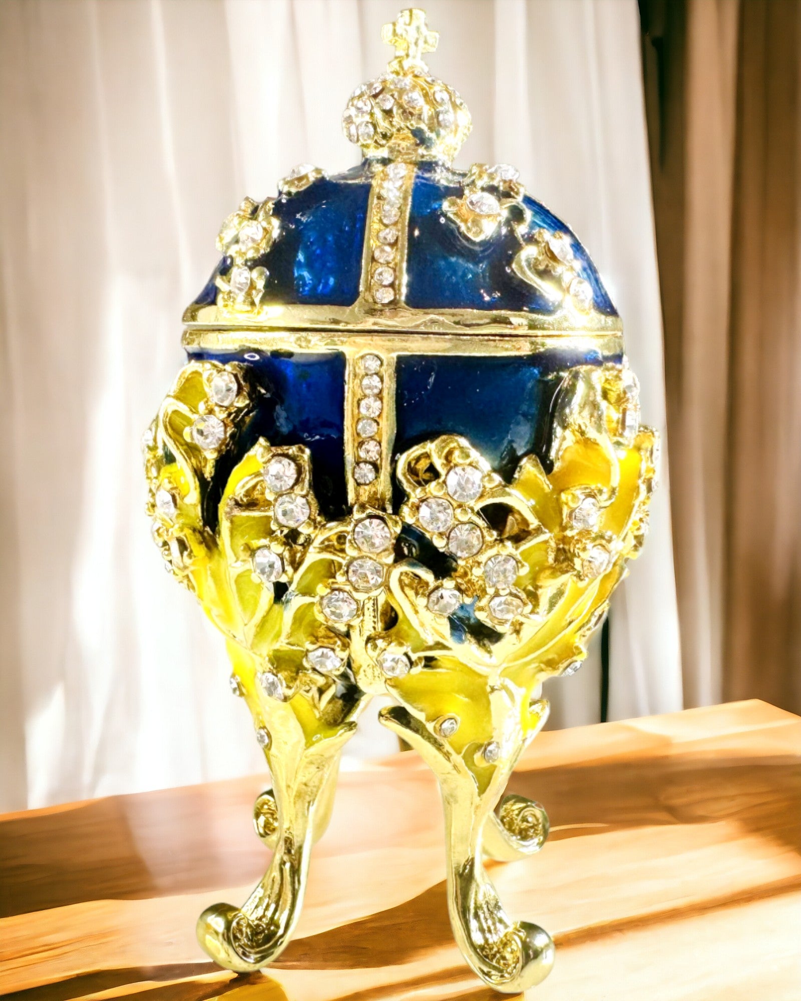 Caixa de Joias 'Ovo Imperial' Fabergé – Estilo Vintage, Recipiente Decorativo para Acessórios