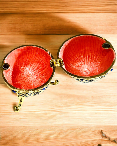 Ekskluzivno Faberge jaje - tamnoplava boja – Dekorativna kutija za nakit od emajla