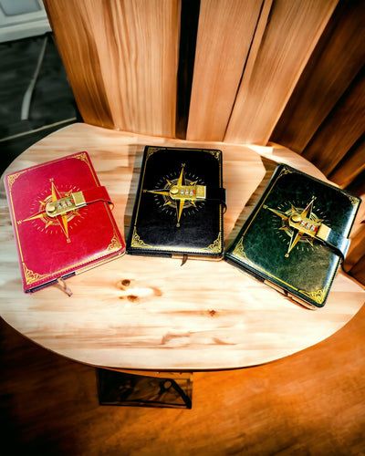Premium Notebook with Combination Lock A5 - Vintage Style with Compass, Japanese Design, Stationery for Students and Business. Personalization with Engraving