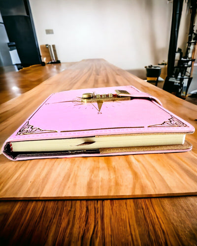 Premium Notebook with Combination Lock A5 - Vintage Style with Compass, Japanese Design, Stationery for Students and Business. Personalization with Engraving